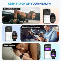 TRUEFREE Smart Watch for Men Women with Bluetooth Call 1.96" Full Touch Screen Fitness Tracker with Heart Rate Blood Oxygen Sleep Monitor, IP68 Waterproof Activity Tracker for Android and IOS Phones
