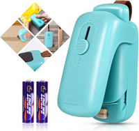 Mini Bag Sealer, Handheld Heat Vacuum Sealer, 2 in 1 Heat Sealer and Cutter with Lanyard, Portable Bag Resealer Machine for Plastic Bags Food Storage Snacks Freshness (2xAA Batteries Included)